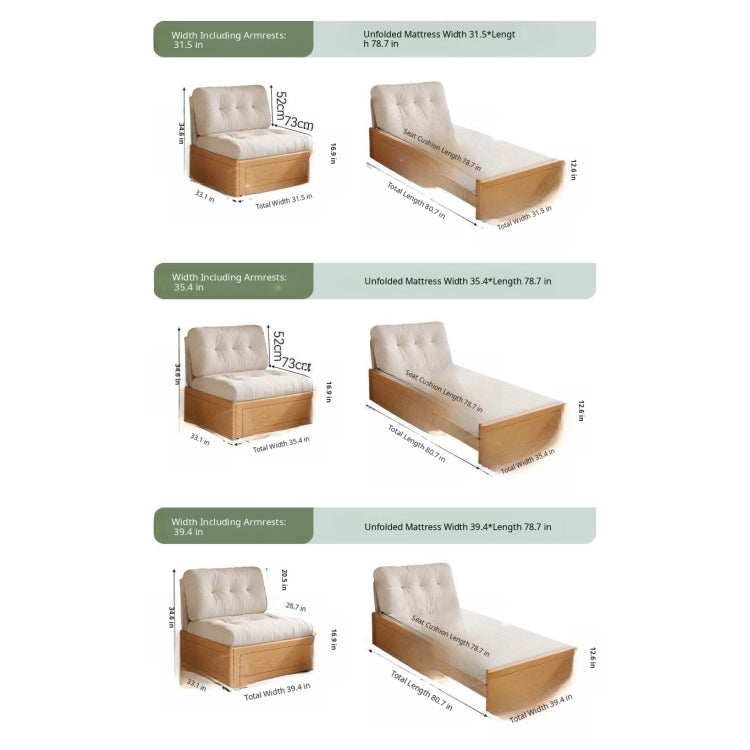 Cream Style Solid Wood Chenille Fabric Sofa Bed, Extendable Fold-Out Sleeper Chair for Small Spaces gw-805