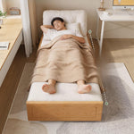 Cream Style Solid Wood Chenille Fabric Sofa Bed, Extendable Fold-Out Sleeper Chair for Small Spaces gw-805