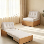 Cream Style Solid Wood Chenille Fabric Sofa Bed, Extendable Fold-Out Sleeper Chair for Small Spaces gw-805