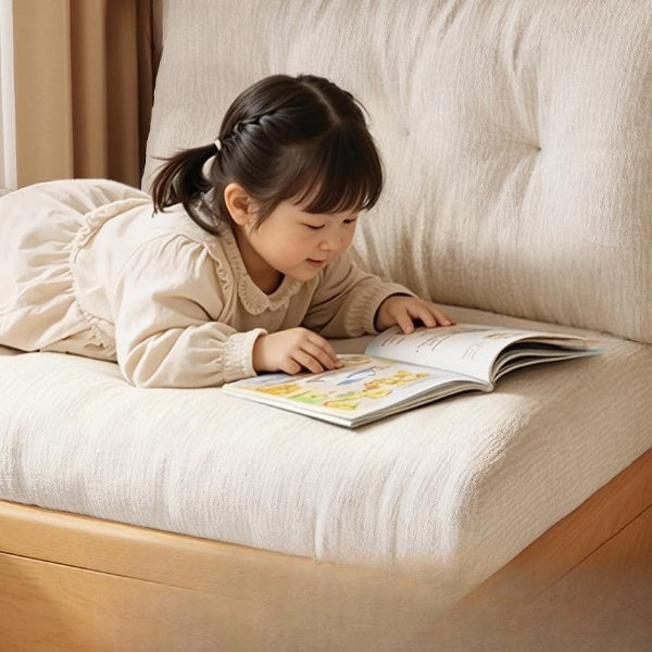 Cream Style Solid Wood Chenille Fabric Sofa Bed, Extendable Fold-Out Sleeper Chair for Small Spaces gw-805