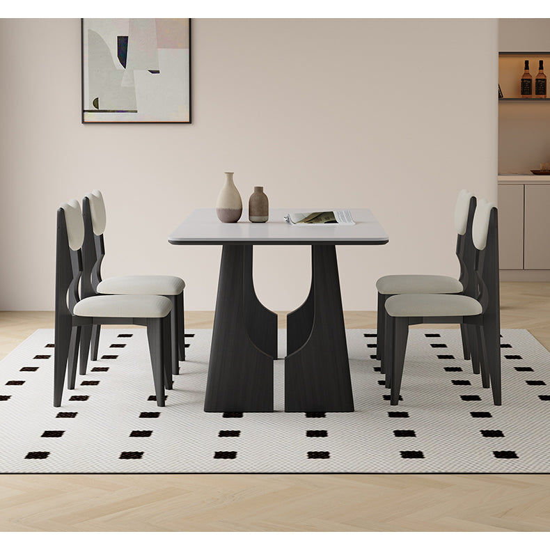 Stunning White and Black Table with Ash Wood and Ceramic Finish hagst-1665