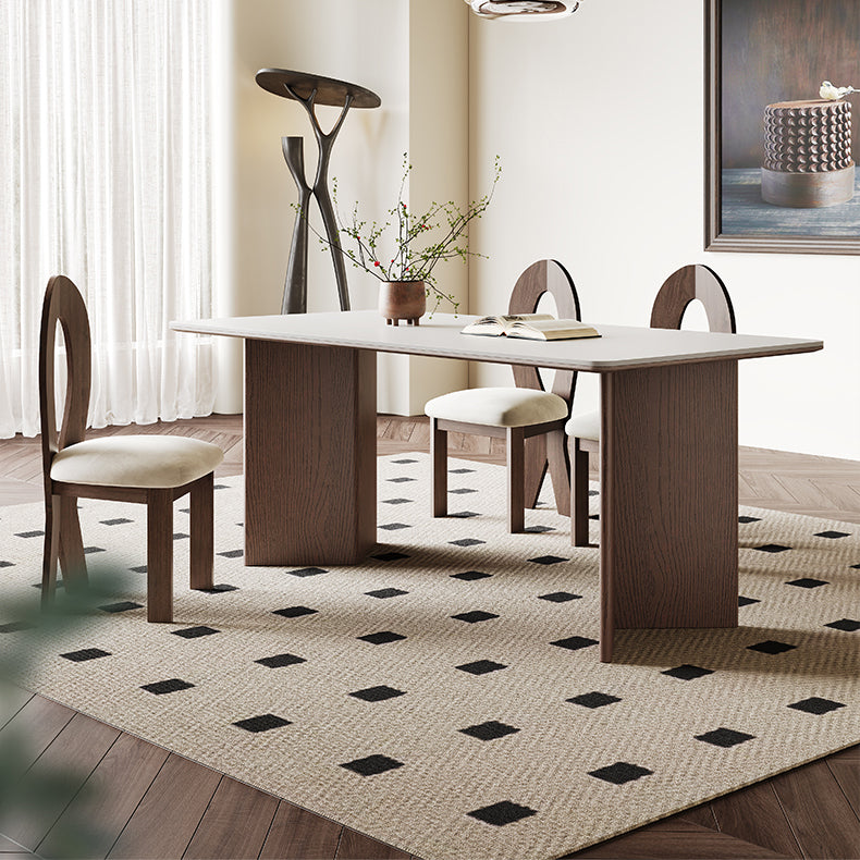 Stunning White Ceramic Table with Brown Ash Wood Finish hagst-1666