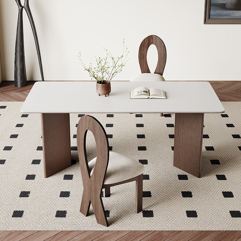 Stunning White Ceramic Table with Brown Ash Wood Finish hagst-1666