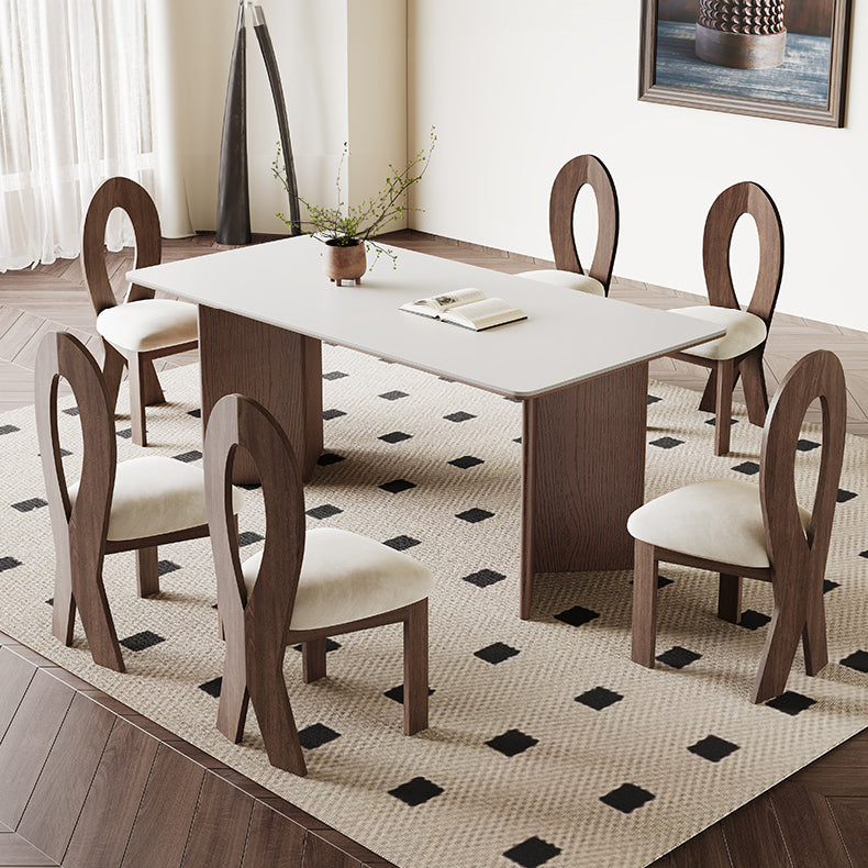 Stunning White Ceramic Table with Brown Ash Wood Finish hagst-1666