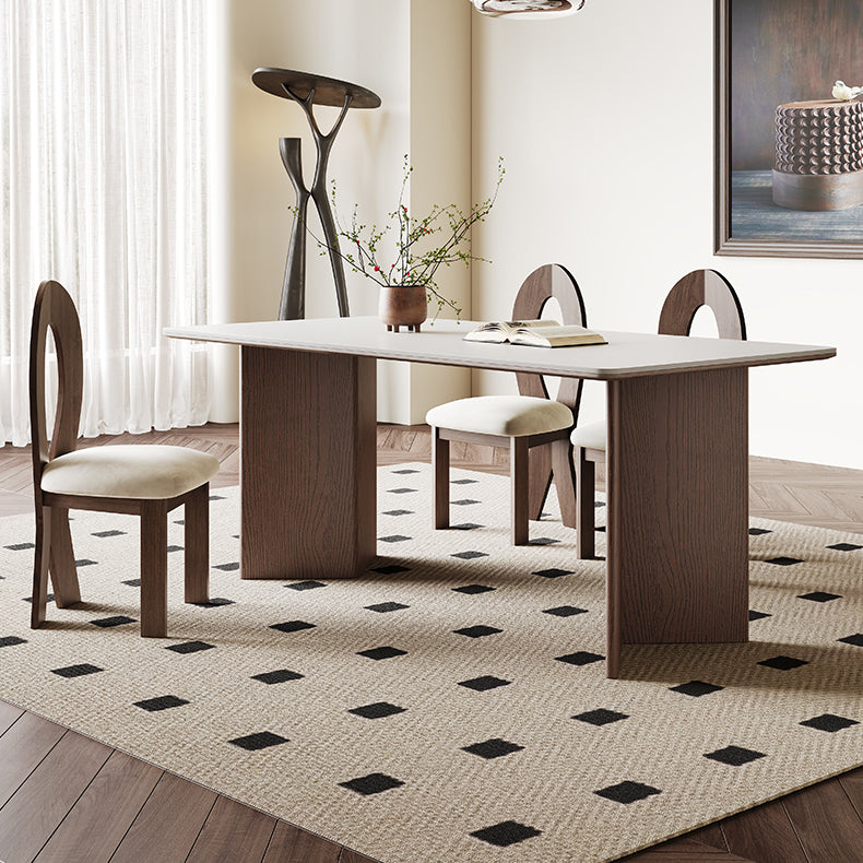 Stunning White Ceramic Table with Brown Ash Wood Finish hagst-1666