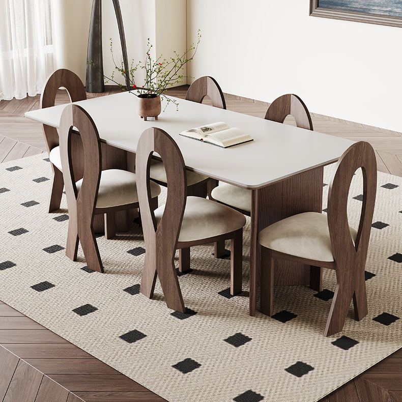 Stunning White Ceramic Table with Brown Ash Wood Finish hagst-1666