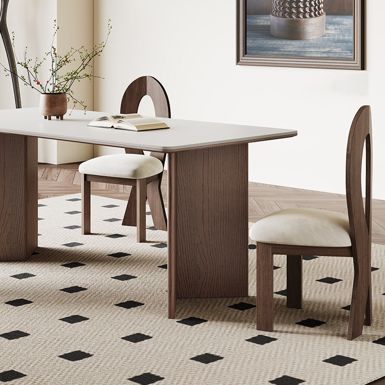 Stunning White Ceramic Table with Brown Ash Wood Finish hagst-1666