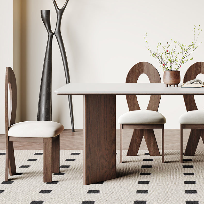 Stunning White Ceramic Table with Brown Ash Wood Finish hagst-1666