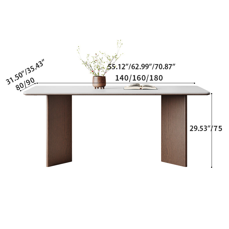 Stunning White Ceramic Table with Brown Ash Wood Finish hagst-1666