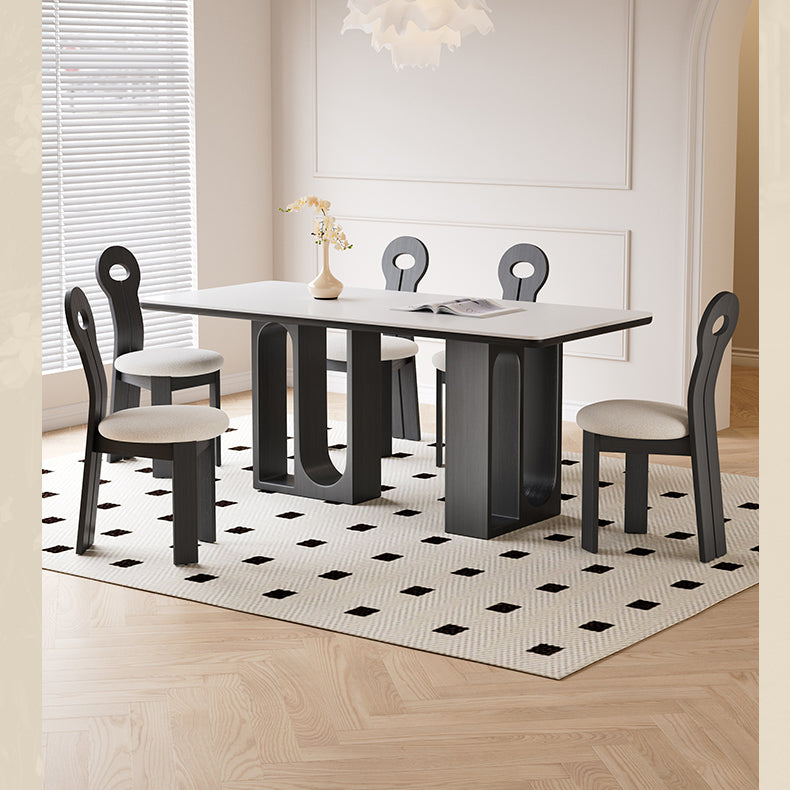 Sleek Modern Dining Table in Matte White with Ash Wood and Ceramic Finish hagst-1674