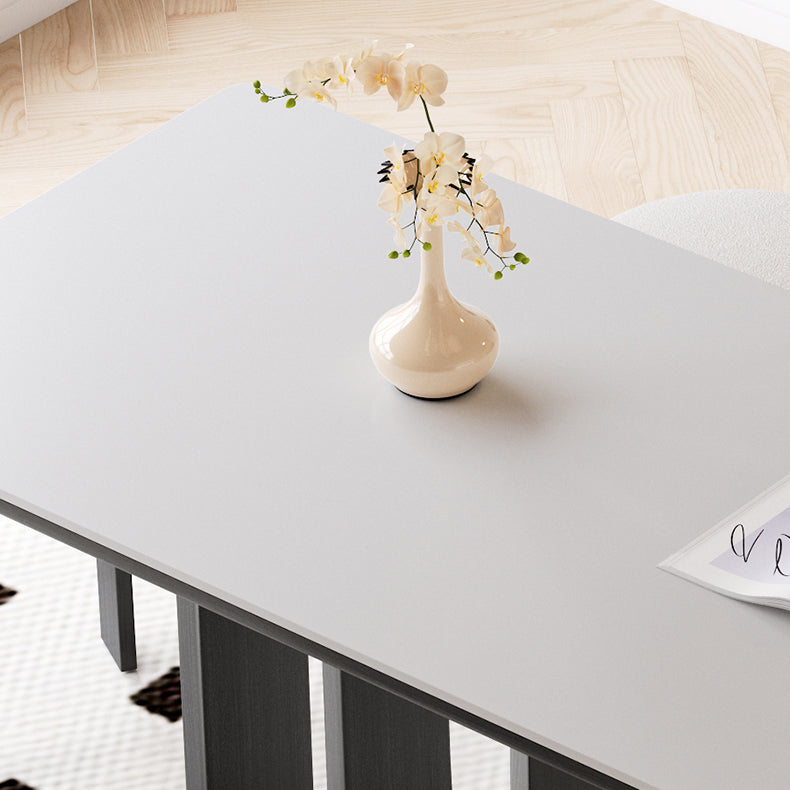 Sleek Modern Dining Table in Matte White with Ash Wood and Ceramic Finish hagst-1674