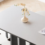 Sleek Modern Dining Table in Matte White with Ash Wood and Ceramic Finish hagst-1674