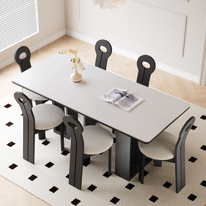 Sleek Modern Dining Table in Matte White with Ash Wood and Ceramic Finish hagst-1674