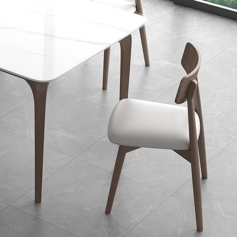 Stunning White Sintered Stone & Ash Wood Layered Table - Modern Elegance for Your Home hagst-317