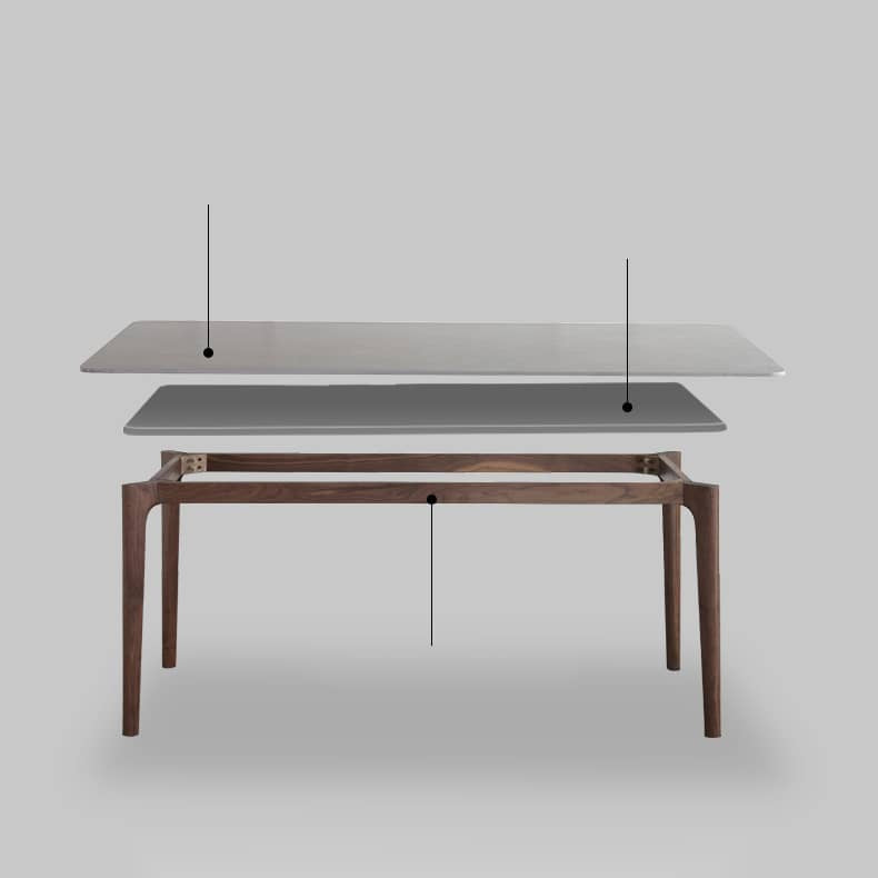 Sleek Gray Sintered Stone Table with Elegant Ash Wood Multi-Layer Board hagst-320