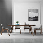 Elegant White Sintered Stone & Ash Wood Table: Modern Design & Durability hagst-323