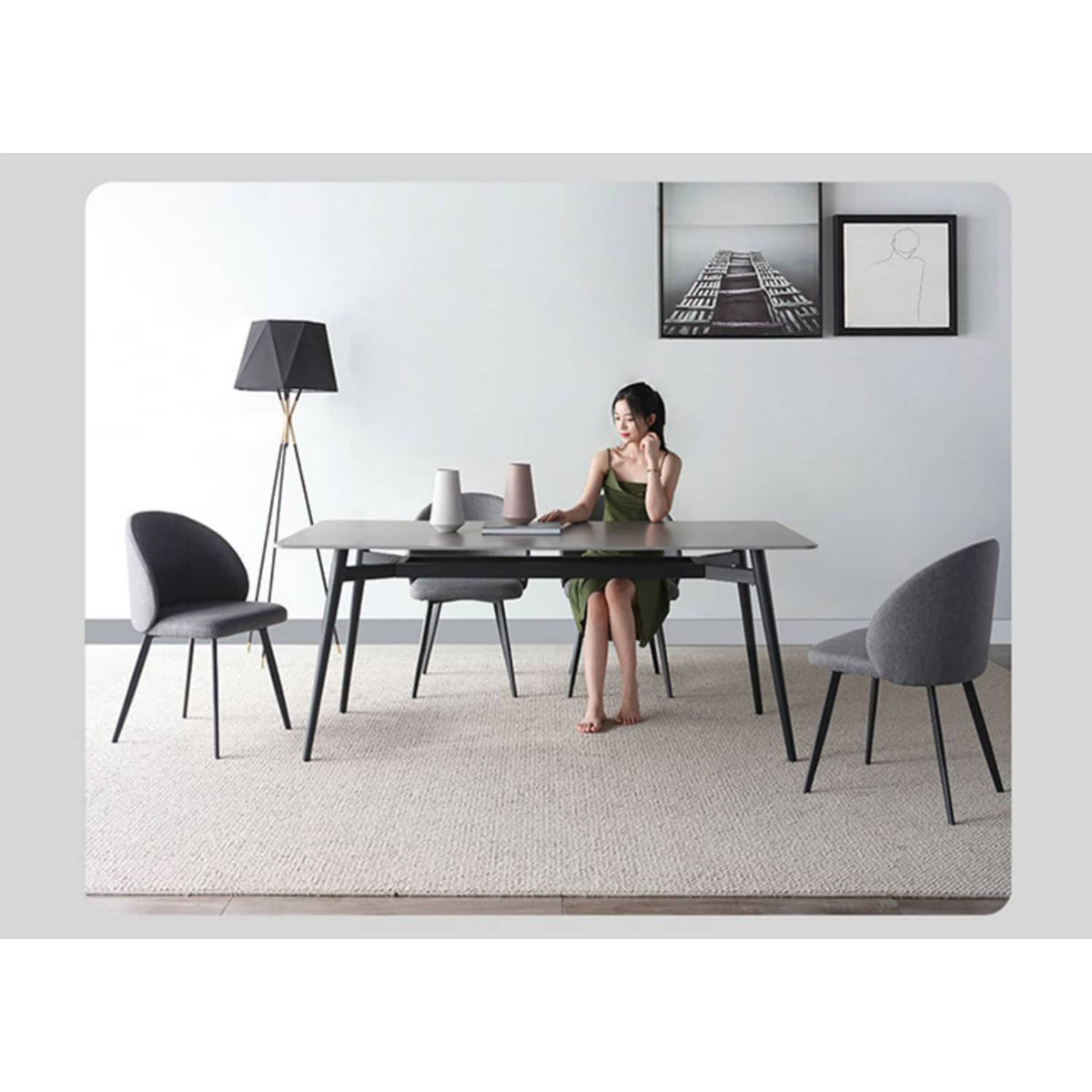 Elegant Dark Gray Cotton-Ramie Blend Chair – Modern Comfort and Style hagst-342