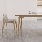 Stylish Table with White Sintered Stone Top and Ash Wood Multi-Layer Board hagst-558