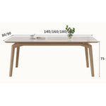 Stylish Table with White Sintered Stone Top and Ash Wood Multi-Layer Board hagst-558