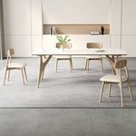 Elegant Table with Sintered Stone and Ash Wood - Modern Multi-Layer Design in White, Black, and Gray hagst-560