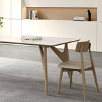 Elegant Table with Sintered Stone and Ash Wood - Modern Multi-Layer Design in White, Black, and Gray hagst-560