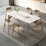 Elegant Table with Sintered Stone and Ash Wood - Modern Multi-Layer Design in White, Black, and Gray hagst-560
