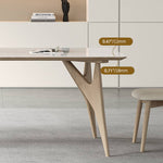 Elegant Table with Sintered Stone and Ash Wood - Modern Multi-Layer Design in White, Black, and Gray hagst-560