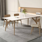 Elegant Table with Sintered Stone and Ash Wood - Modern Multi-Layer Design in White, Black, and Gray hagst-560