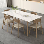 Elegant Table with Sintered Stone and Ash Wood - Modern Multi-Layer Design in White, Black, and Gray hagst-560