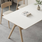 Elegant White Sintered Stone Dining Table with Ash Wood Multi-Layer Board hagst-561