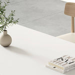 Elegant White Sintered Stone Dining Table with Ash Wood Multi-Layer Board hagst-561