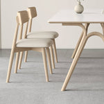 Elegant White Sintered Stone Dining Table with Ash Wood Multi-Layer Board hagst-561