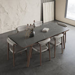 Sleek Gray Sintered Stone Table with Elegant Ash Wood Base hagst-564