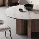 Sleek White Sintered Stone & Ash Wood Multi-Layer Board Table for Modern Spaces hagst-565