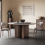 Sleek White Sintered Stone & Ash Wood Multi-Layer Board Table for Modern Spaces hagst-565