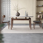 Luxury White Sintered Stone Table with Oak Wood Finish and Multi-Layer Board Design hagst-566