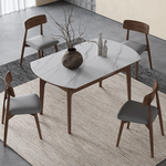 Luxury White Sintered Stone Table with Oak Wood Finish and Multi-Layer Board Design hagst-566