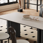 Elegant White Sintered Stone Table with Durable Multi-Layer Wood Top hagst-567