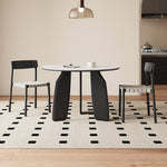 Elegant White Sintered Stone Dining Table with Oak Wood Multi-Layer Board hagst-568