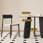 Elegant White Sintered Stone Dining Table with Oak Wood Multi-Layer Board hagst-568