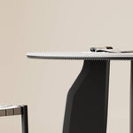 Elegant White Sintered Stone Dining Table with Oak Wood Multi-Layer Board hagst-568