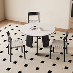 Elegant White Sintered Stone Dining Table with Oak Wood Multi-Layer Board hagst-568