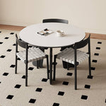 Elegant White Sintered Stone Dining Table with Oak Wood Multi-Layer Board hagst-568
