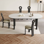 Sleek White Sintered Stone and Ash Wood Multi-Layer Board Table for Modern Interiors hagst-569