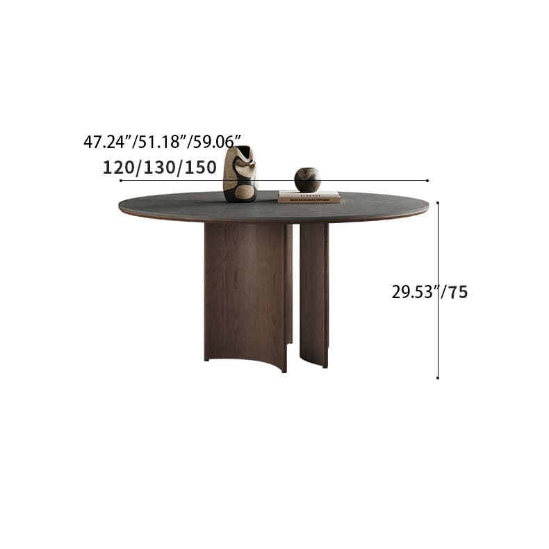 Modern Gray Sintered Stone Table with Ash Wood Multi-Layer Design hagst-575