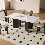 Modern White Sintered Stone & Oak Wood Multi-Layer Dining Table hagst-576
