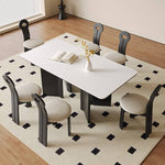 Modern White Sintered Stone & Oak Wood Multi-Layer Dining Table hagst-576
