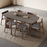 Luxurious Gray Sintered Stone and Oak Wood Multi-Layer Board Table - Modern Elegance for Your Home hagst-577