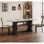 Elegant White Sintered Stone and Ash Wood Multi-Layer Board Table for Modern Living Spaces hagst-578