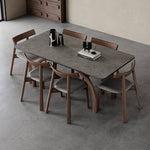 Modern Gray Sintered Stone and Ash Wood Multi-Layer Board Table hagst-579